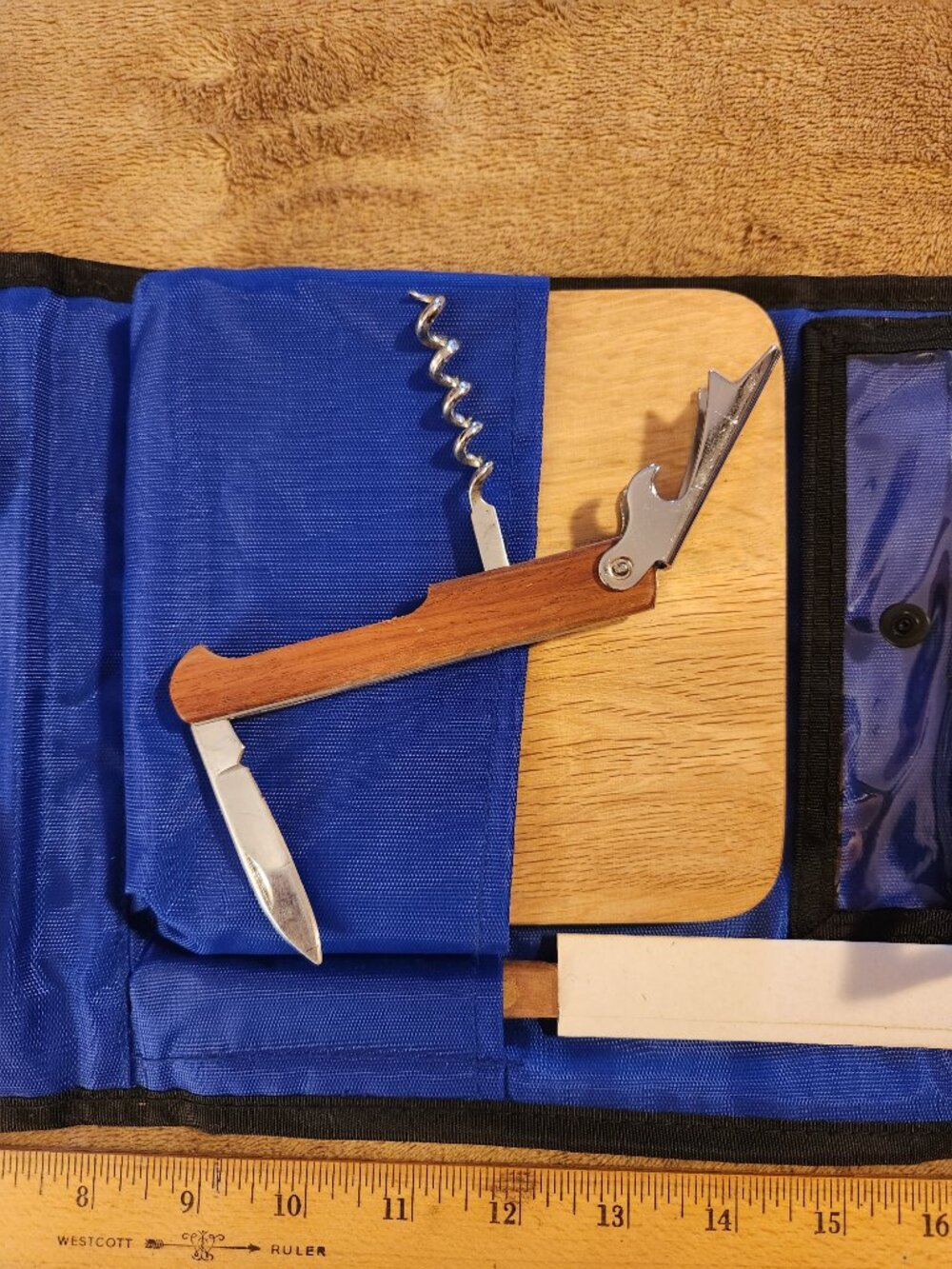 Picnic Time cheese board, knife, wine/bottle opener cloth napkins